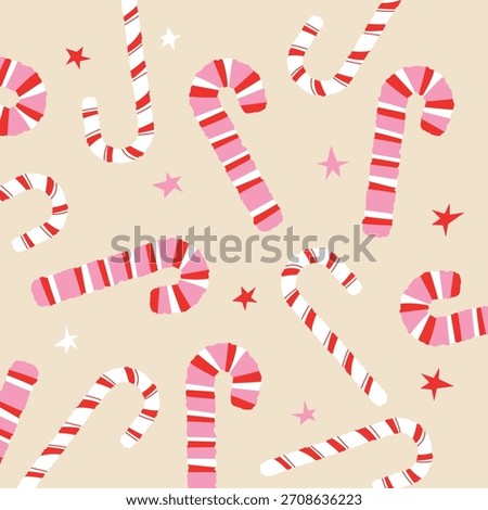 Sweet Holiday Candy Cane Background with Stars