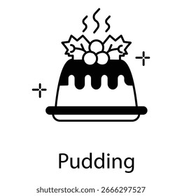 Pudín dulce de Festiva con el estilo plano del icono de la Ilustración vectorial helada