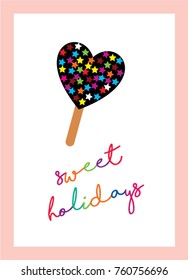 sweet holidays greeting card with popsicle graphic