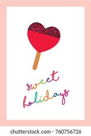 sweet holidays greeting card with popsicle graphic