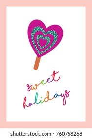 sweet holidays greeting card with popsicle graphic