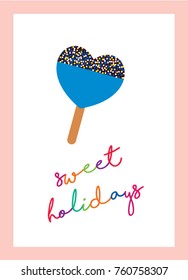 sweet holidays greeting card with popsicle graphic