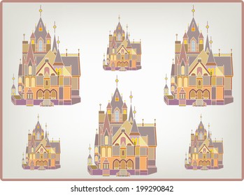 Sweet home background, abstract architecture, castle house detailed pattern