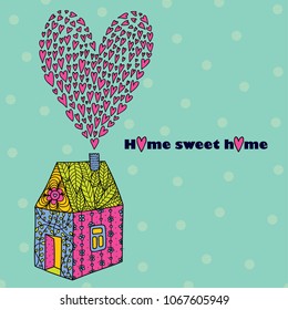 Sweet Home background. Vector postcard.