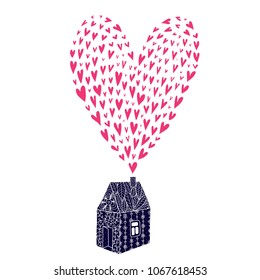 Sweet Home background. Vector postcard.