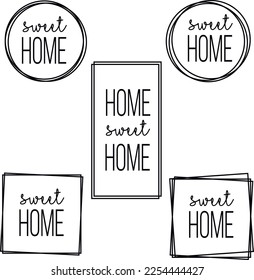 Sweet home doodle frame set icon, SVG Vector svg