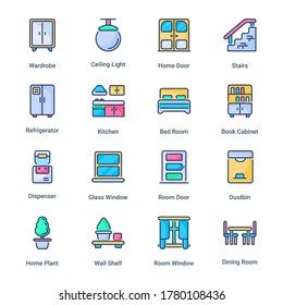 Sweet Home filled line Icons - stroke, vector