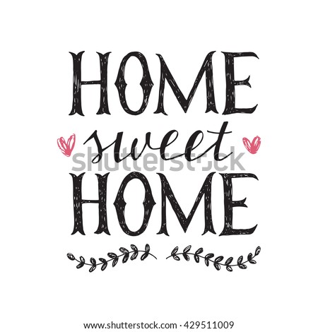 sweet home hand lettering poster Foto stock © 