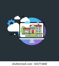 Sweet home. House vector illustration in flat linear style.