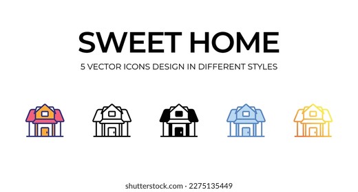 diseño de iconos de hogar dulce en estilo Cinco con Stroke editable. Línea, Sólido, Línea plana, Color de tono Duo y Línea de degradado de color. Adecuado para diseño de páginas Web, aplicaciones móviles, UI, UX y GUI.