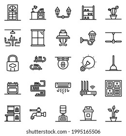 Sweet Home icon set (2) - vector illustration . home, house, interior, exterior, room, thin line icons .