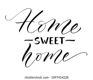 Sweet Home lettering. Handwritten modern calligraphy, brush painted letters. Vector illustration. Template for greeting card, poster, logo, badge, icon, banner, tag
