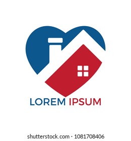 Sweet home logo design. Heart with house shape logo design. Love home symbol. Family, real estate and realty vector icon.