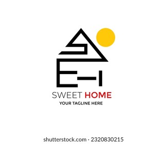 Sweet home logo design vector realistic simple house icon template