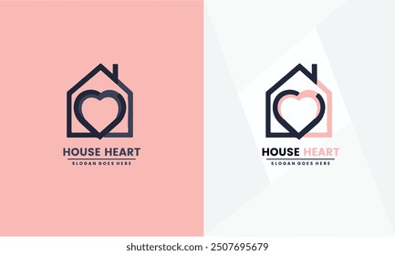 Sweet Home Logo Design. Vektorgrafik des kombinierten Liebeszeichens und Heimsymbol-Designs. Premium Vektor EPS10 Datei.	