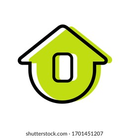 Sweet home logo template, cute house icon design, stay home symbol - Vector