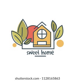 Sweet home logo template design, eco friendly house concept vector Illustration on a white background