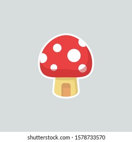 sweet home mushroom cartoon style