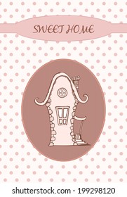 Sweet home on the dots. Hand drawn graphic illustration