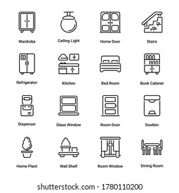 Sweet Home outline Icons - stroke, vector