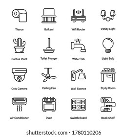 Sweet Home outline Icons - stroke, vector