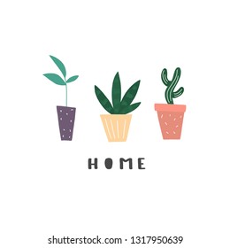 sweet home and plants vector