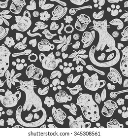 Sweet Home seamless pattern. Grunge hand drawing.