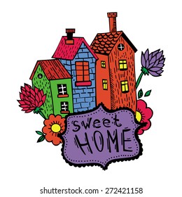 sweet home vector image colored houses