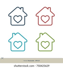 Sweet Home Vector Logo Template Illustration Design. Heart House Vector EPS 10.