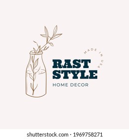 Sweet Home Vector Signs or Logo Templates. Retro Illustration with Classy Typography. Feminine Logo. Modern Logo Template for florist, photographer, fashion blogger, design studio.