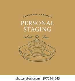 Sweet Home Vector Signs or Logo Templates. Retro Illustration with Classy Typography. Feminine Logo. Modern Logo Template for florist, photographer, fashion blogger, design studio.