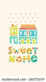 sweet home. watercolor illustration