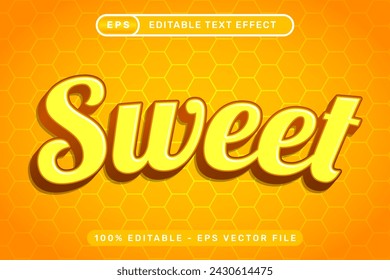 sweet honey 3d text effect and editable text effect with honey bee illustration