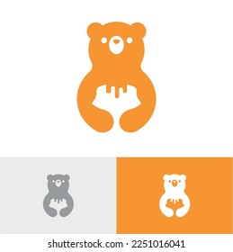 Sweet Honey Bear  Logo Vector Template