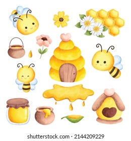 Sweet Honey Bee Illustration set