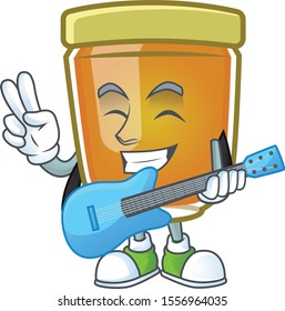 Sweet honey in the character mascot with guitar
