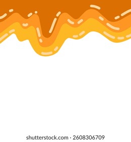 Sweet honey drip vector for background. Flat minimalist design. Abstract Melted caramel drip. Candy dalgona splash. 