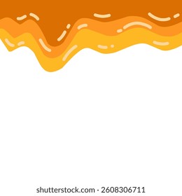 Sweet honey drip vector for background. Flat minimalist design. Abstract Melted caramel drip. Candy dalgona splash. 