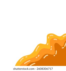 Sweet honey drip vector for background. Flat minimalist design. Abstract Melted caramel drip. Candy dalgona splash. 