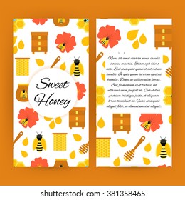 Sweet honey flyer brochure template. Vector illustration of apiculture banner.a