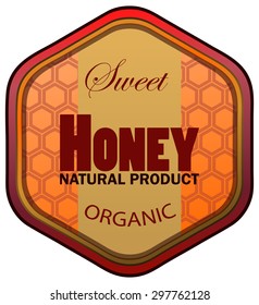 Sweet Honey Hexagonal Sticker, Vector Illustration isolated on White Background.