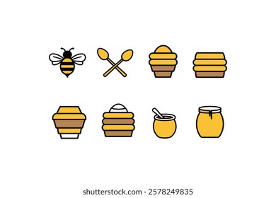 Sweet Honey Icons – Bee, Hive, and Honeycomb Pictograms