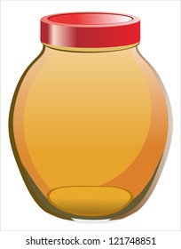 Sweet honey in jar isolated on white
