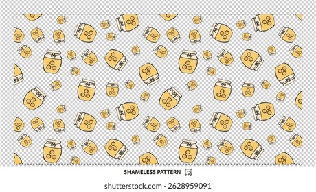  Sweet Honey Pot and Beehive Seamless Pattern for Food and Nature Themes