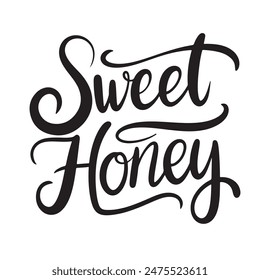 Sweet Honey text lettering. Hand drawn vector art.