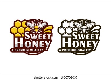 Logo für süßen Honig, Vektordesign-Premium