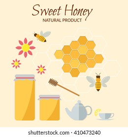 Sweet Honey vector flat illustrations
