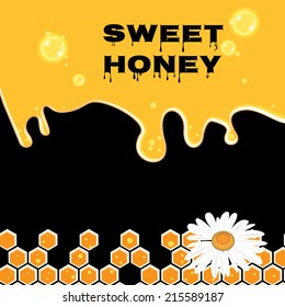 Sweet honey vector illustration, orange black background 