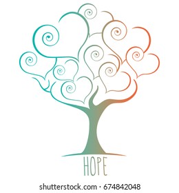 Sweet Hope tree vector illustration in pastel colors