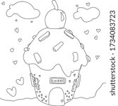 Sweet house for coloring. Coloring book for children. A fabulous, sweet home.